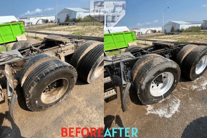 South Euclid Power Washing team cleaning commercial fleet vehicles in South Euclid